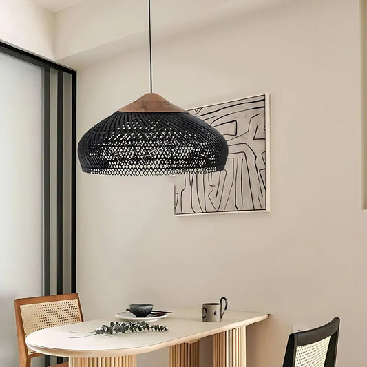 Boho-Pendelleuchte aus Rattan