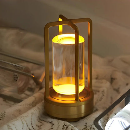 Kabellose Laternen-Tischleuchte – Akku mit Touch-Dimmer