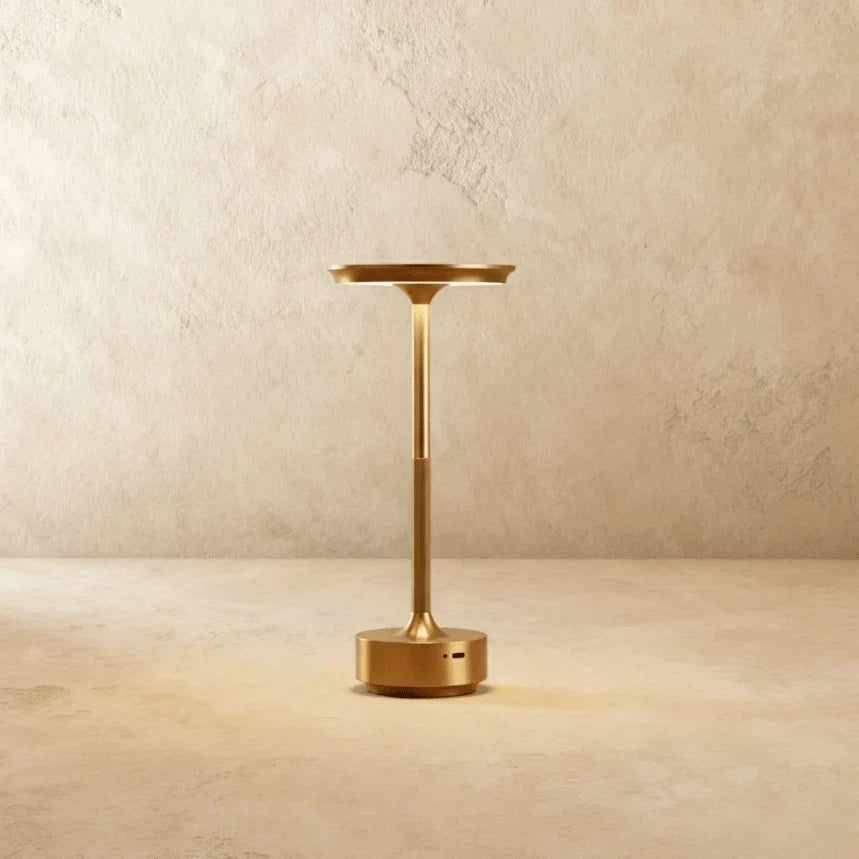 Moderne LED-Tischleuchte aus Metall mit Acrylschirm – Akku, USB-aufladbar