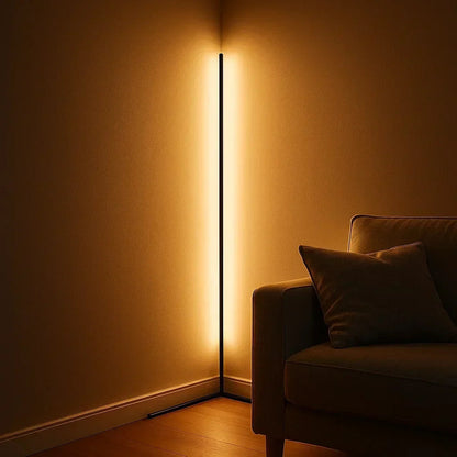 Minimalistische RGB-LED-Eckstehleuchte, dimmbar mit Fernbedienung
